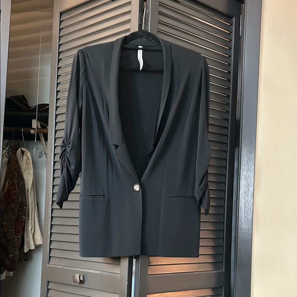 Black Blazer with Notched Lapels and Tailored Fit
